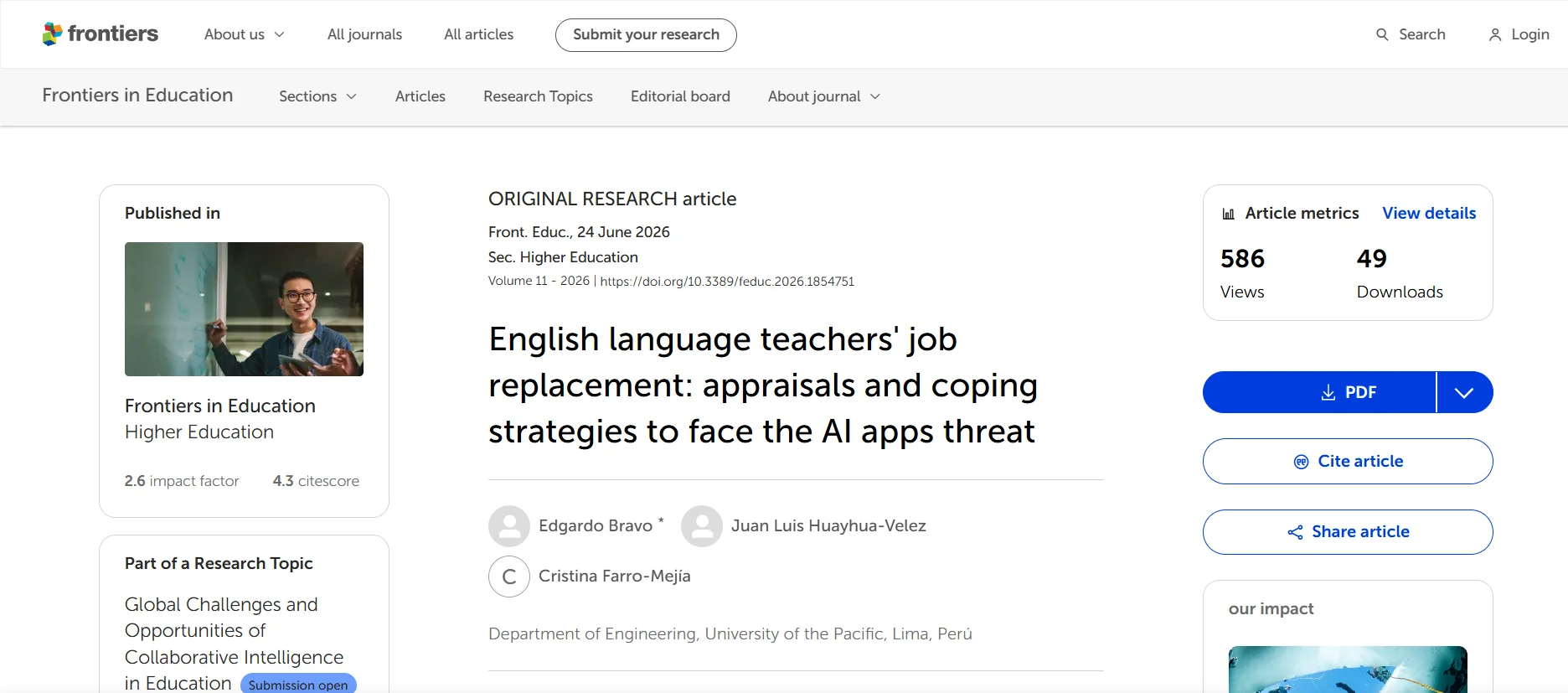 Frontiers citation screenshot