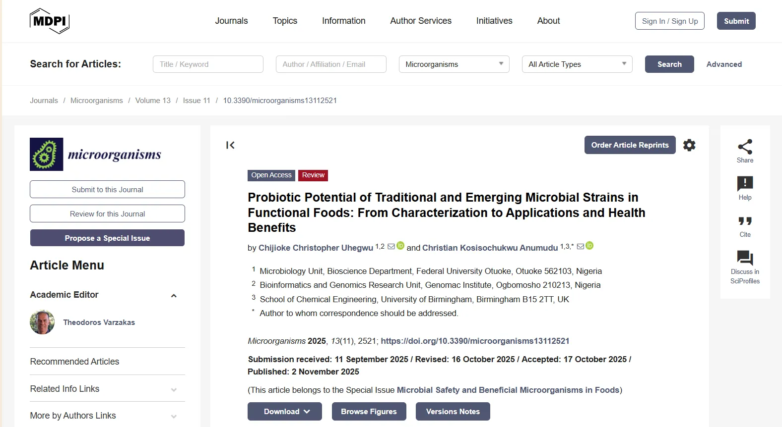MDPI citation screenshot