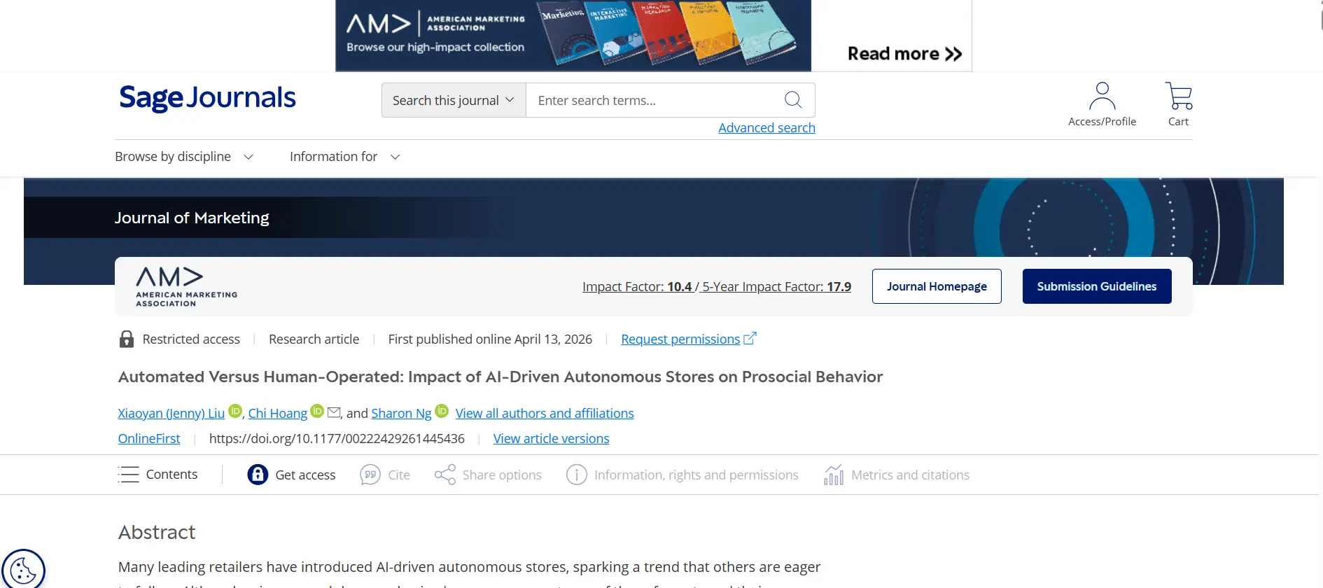 Sage Journals citation screenshot