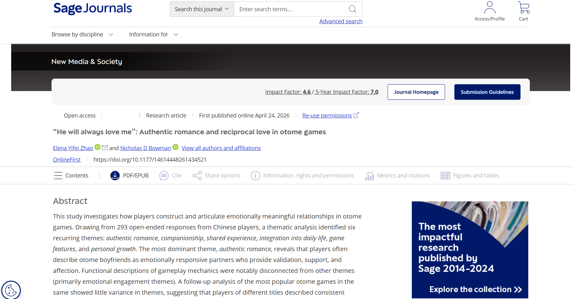 Sage Journals citation screenshot