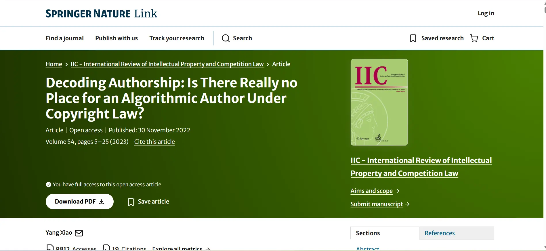 Springer Nature Link citation screenshot