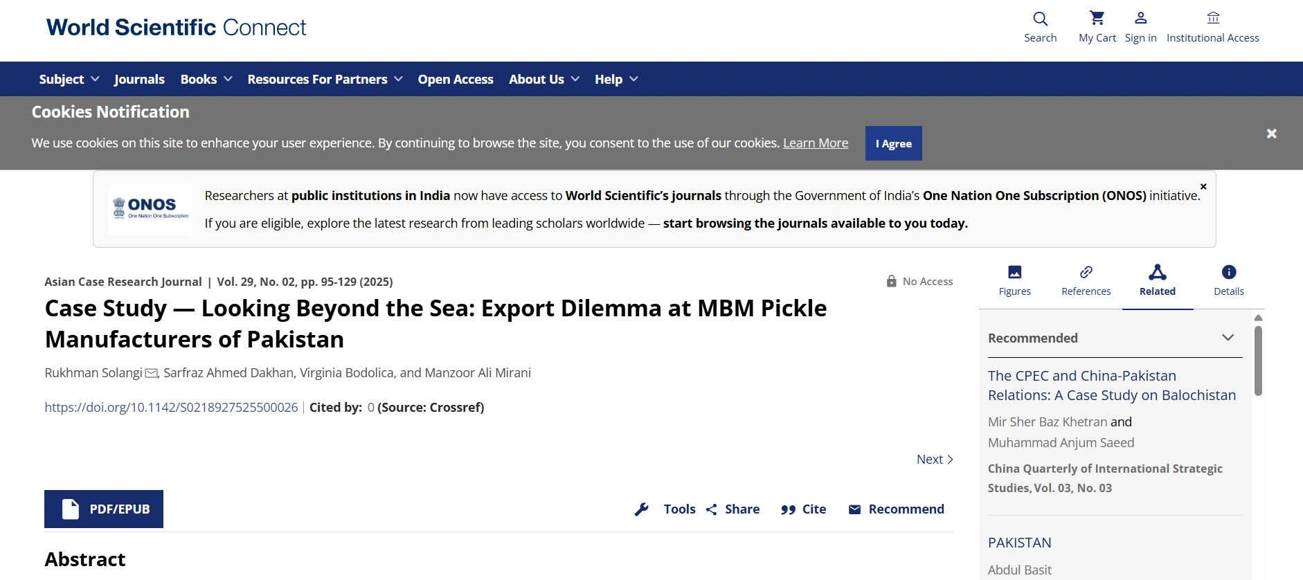 World Scientific Connect citation screenshot